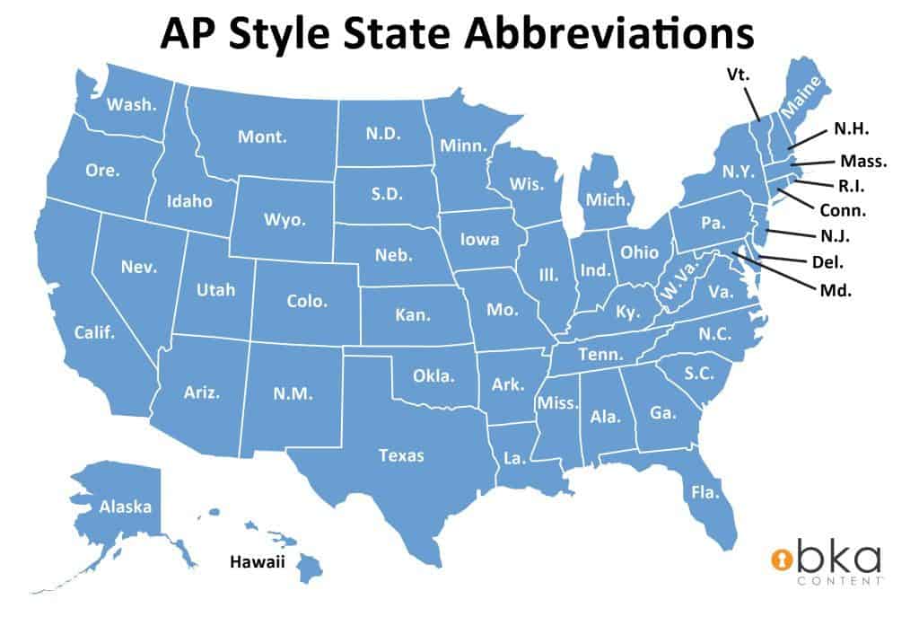 Ap Style State Name Abbreviations Bka Content