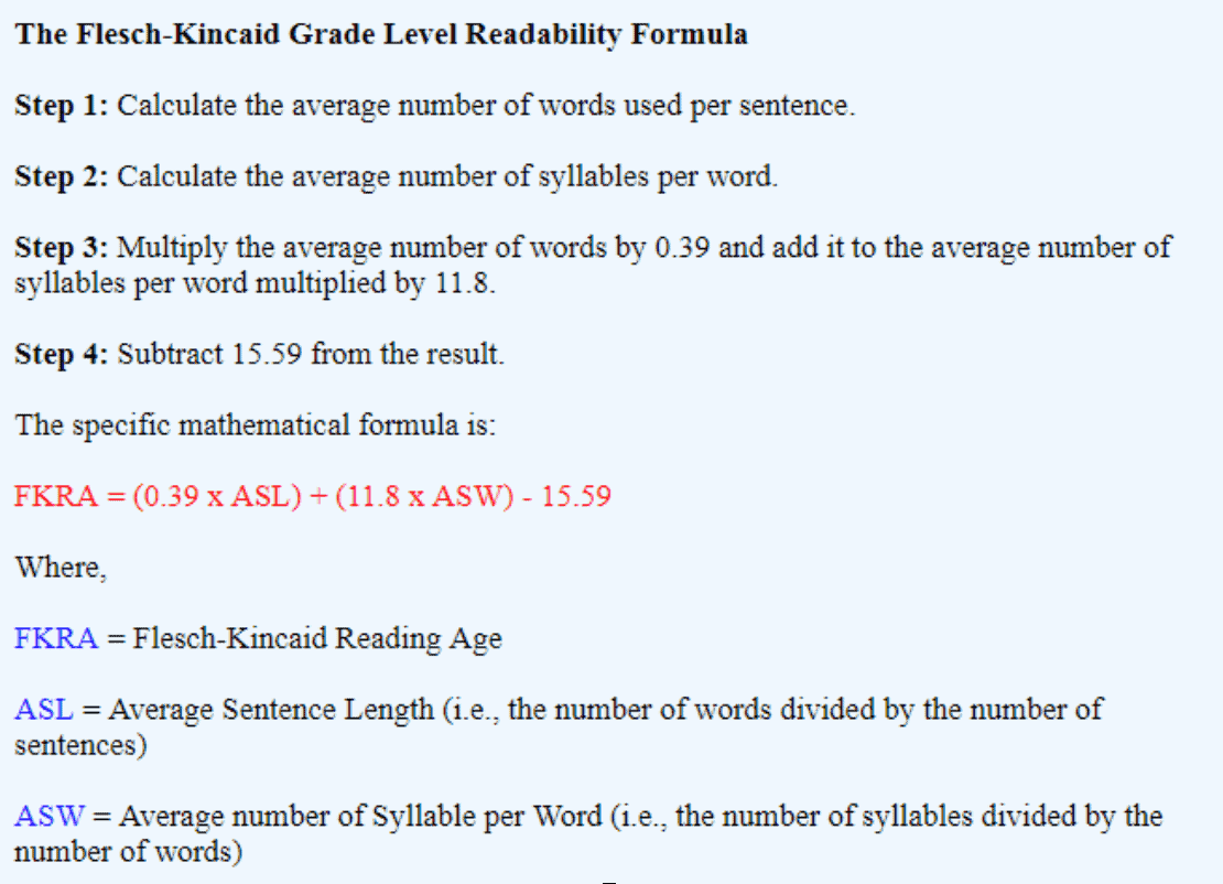 flesch kincaid readability score