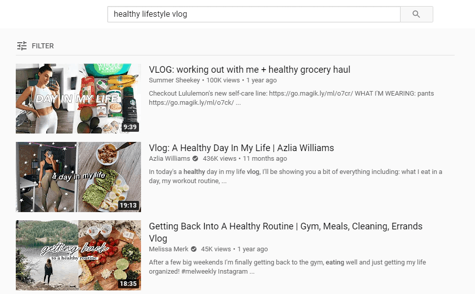 example of healthy living vlog topics