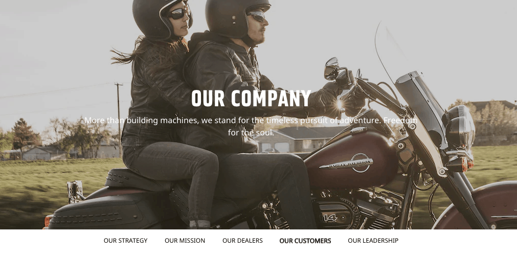 Harley Davidson About us content example