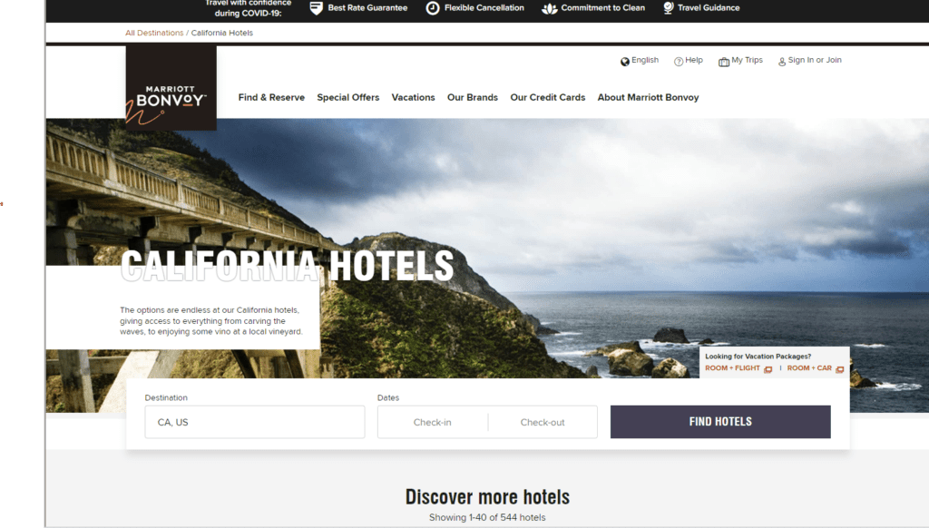 landing pages for hotels