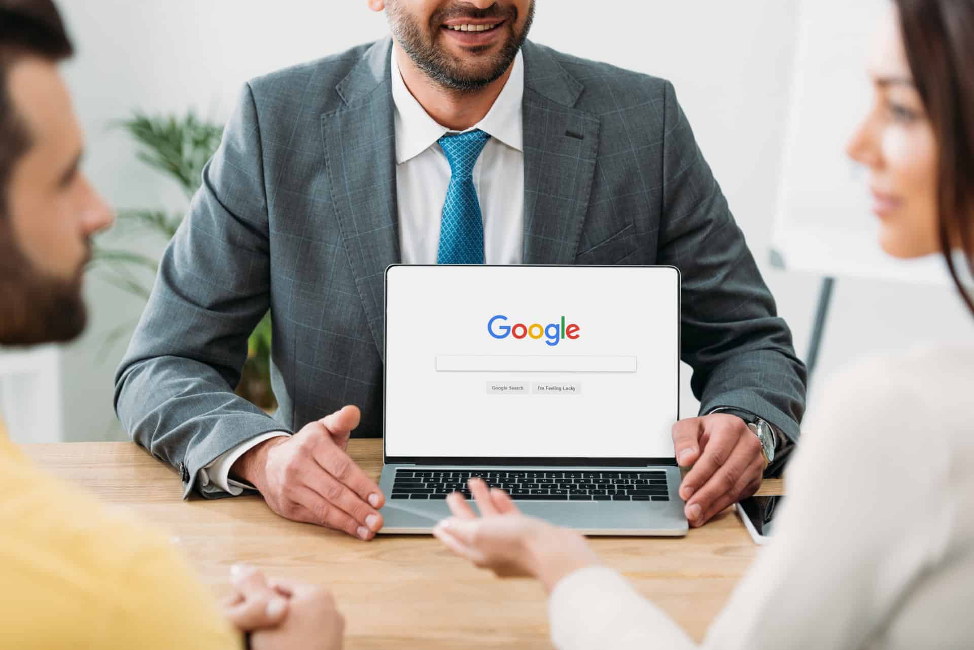 A marketing team discusses how to get a website noticed on Google.